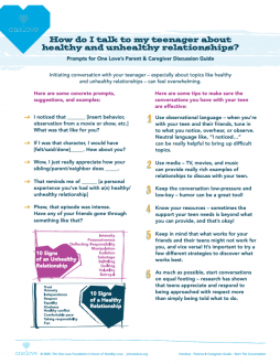 How To Talk To Your Teen Worksheet